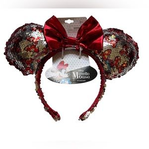 Disney Minnie Mouse Flip Sequin Headband by Her Accessories Red Silver New